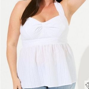 Torrid White Bow Halter Top